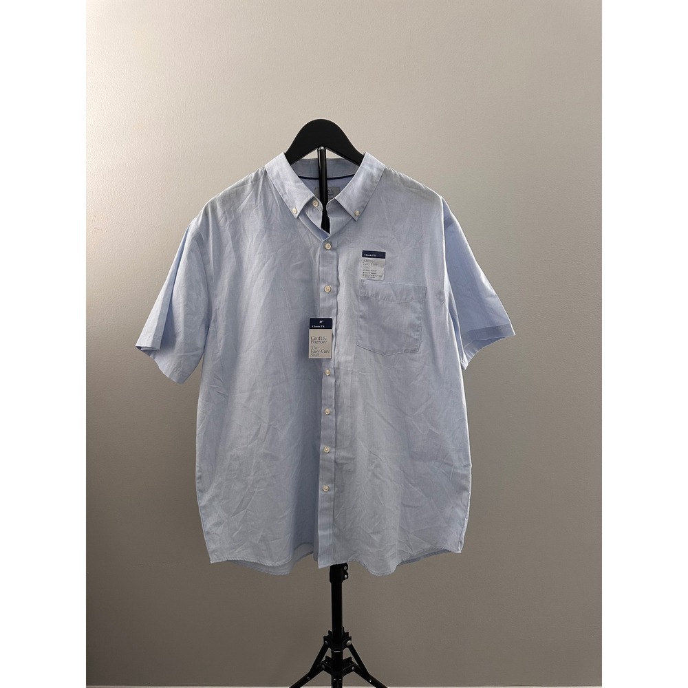 Croft & Barrow Mens XL Light Blue Short Sleeve Button Down Easy Care Shirt